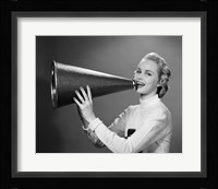 Cheerleader Yelling Into Megaphone Fine Art Print