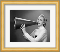 Cheerleader Yelling Into Megaphone Fine Art Print