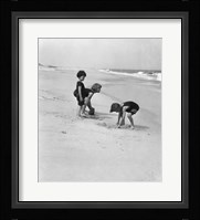 3 Kids Playing In The Sand On The New Jersey Shore Fine Art Print