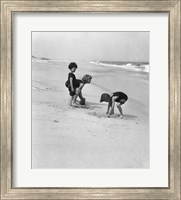 3 Kids Playing In The Sand On The New Jersey Shore Fine Art Print