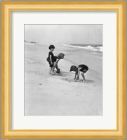 3 Kids Playing In The Sand On The New Jersey Shore Fine Art Print