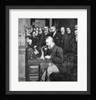 Engraving Of Alexander Graham Bell Making First Long Distance Telephone Call From New York To Chicago In 1892 Fine Art Print