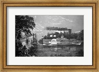 Steamboats Rounding A Bend On Mississippi River Parting Salute Currier & Ives Lithograph 1866 Fine Art Print