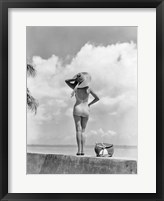 Woman Standing On Tropical Beach Wall Fine Art Print