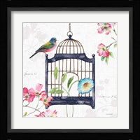 Dogwood Garden V Navy Framed Print