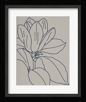 Magnolia Line Drawing v2 Gray Crop Framed Print