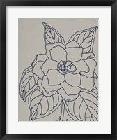Gardenia Line Drawing Gray Crop Framed Print