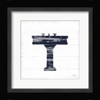 Shiplap Bath II Navy Framed Print