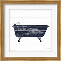 Shiplap Bath I Navy Fine Art Print