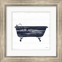 Shiplap Bath I Navy Fine Art Print