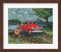 Red Truck Fishing Buddy Fine Art Print