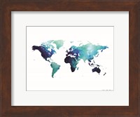 Blue Space World Map Fine Art Print
