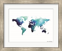 Blue Space World Map Fine Art Print