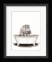 Hippo in Tub Framed Print