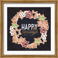 Gingerbread Happy Holidays Wreath Fine Art Print