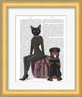 Black Cat and Rottweiler Book Print Fine Art Print