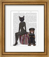 Black Cat and Rottweiler Book Print Fine Art Print