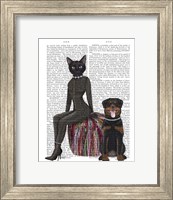 Black Cat and Rottweiler Book Print Fine Art Print