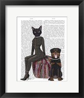 Black Cat and Rottweiler Book Print Fine Art Print