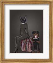 Black Cat and Rottweiler Fine Art Print