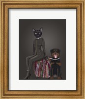 Black Cat and Rottweiler Fine Art Print