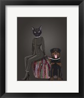 Black Cat and Rottweiler Fine Art Print