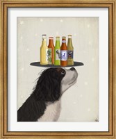 King Charles Spaniel Black White Beer Lover Fine Art Print