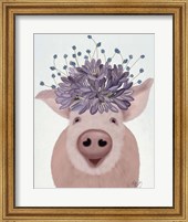 Pig and Lilac Flowers Fine Art Print