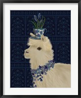 Llama Teacup and Blue Flowers Fine Art Print