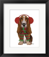 Christmas Des - Basset Hound and Ear Muffs Fine Art Print