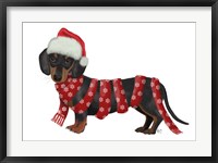 Christmas Des - Dachshund Snowflake Scarf Fine Art Print