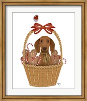 Christmas Des - Dog in Basket with Gingerbread Men Fine Art Print