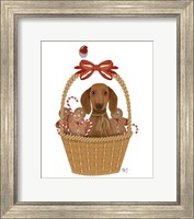 Christmas Des - Dog in Basket with Gingerbread Men Fine Art Print