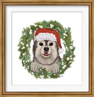Christmas Des - Husky Wreath Fine Art Print