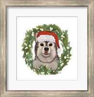 Christmas Des - Husky Wreath Fine Art Print