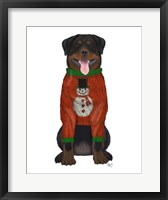 Christmas Des - Rottweiler in Christmas Sweater Fine Art Print