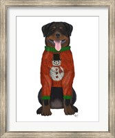 Christmas Des - Rottweiler in Christmas Sweater Fine Art Print