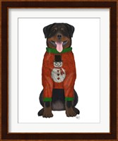 Christmas Des - Rottweiler in Christmas Sweater Fine Art Print