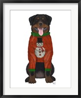 Christmas Des - Rottweiler in Christmas Sweater Fine Art Print