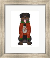 Christmas Des - Rottweiler in Christmas Sweater Fine Art Print