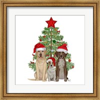 Christmas Des - Dog Trio Christmas Tree Fine Art Print