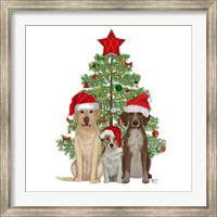 Christmas Des - Dog Trio Christmas Tree Fine Art Print