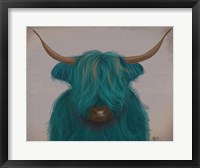 Highland Cow 3, Turquoise, Portrait Fine Art Print