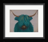 Highland Cow 3, Turquoise, Portrait Fine Art Print