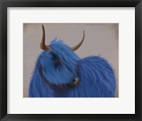 Highland Cow 2, Blue, Portrait Fine Art Print