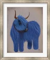 Highland Cow 2, Blue, Full Fine Art Print