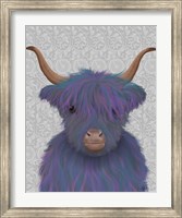 Highland Cow 7, Purple, Portrait Fine Art Print