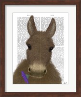 Donkey Purple Flower Book Print Fine Art Print