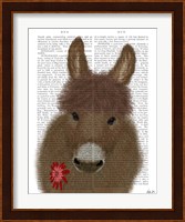 Donkey Red Flower Book Print Fine Art Print