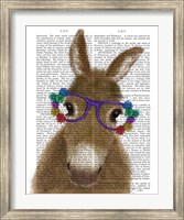 Donkey Purple Flower Glasses Book Print Fine Art Print